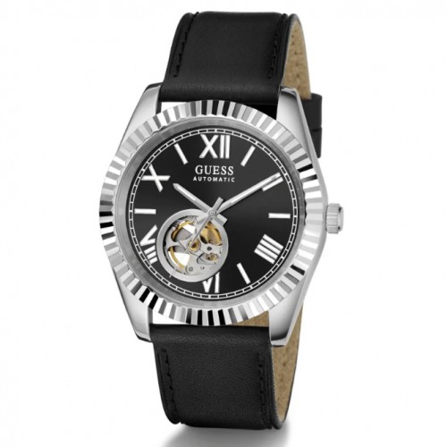 Guess GW0985G1 Silver Black Leather Automatic