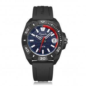 Alexandre Christie AC 6684 Black Blue Red Rubber Strap MDRIPBURE