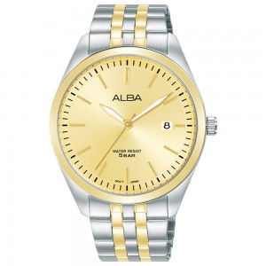 Alba AS9S10 AS9S10X1 Silver Gold Dial Steel Man