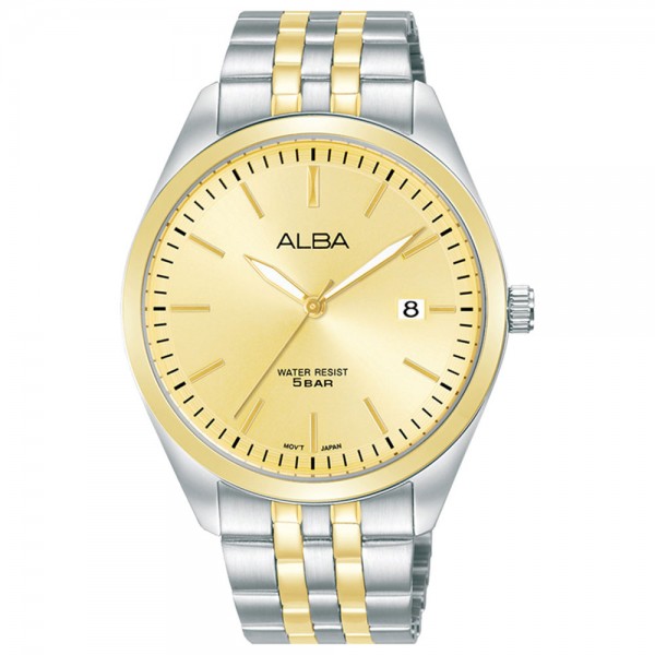 Alba AS9S10 AS9S10X1 Silver Gold Dial Steel Man