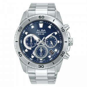 Alba AZ5013X1 Silver Blue Steel Chronograph Solar