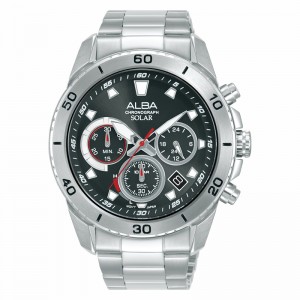 Alba AZ5015X1 Silver Black Steel Chronograph Solar Alba AZ5015X1 Silver Black Steel Chronograph Solar