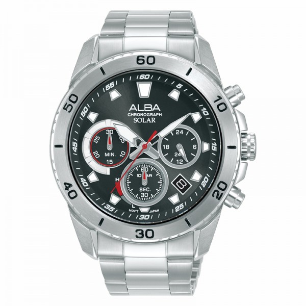 Alba AZ5015X1 Silver Black Steel Chronograph Solar Alba AZ5015X1 Silver Black Steel Chronograph Solar
