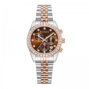 Bonia BNB10842-2647S Silver Rosegold Brown