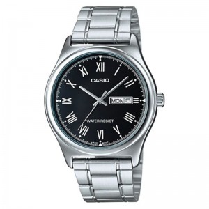 Casio MTP-V006D-1BUDF Silver Black Day Date
