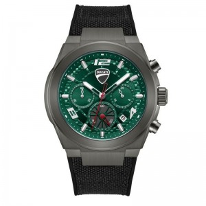 Ducati DTWGC0002001 Grey Green Dial Black Leather