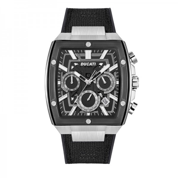  Ducati DTWGO0001001 Silver Black Canvas Rubber Strap