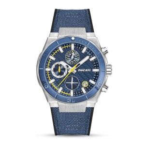  Ducati DTWGO0001204 Silver Blue Canvas Rubber Strap