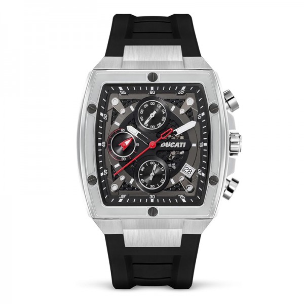  Ducati DTWGO0001303 Silver Black Rubber Strap