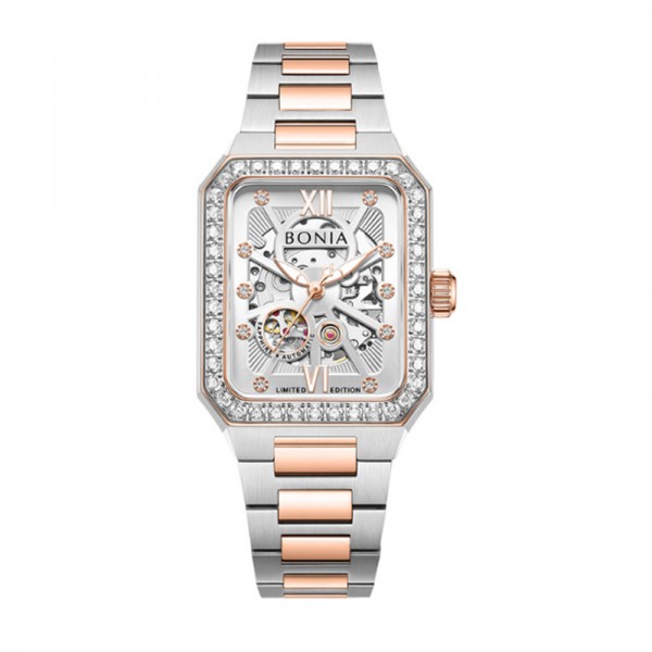 Bonia B10927-2613LE Silver Rosegold Limited Edition 