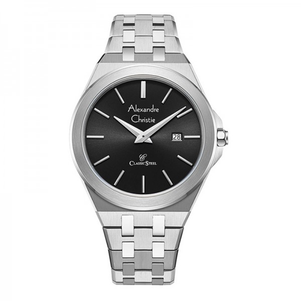 Alexandre Christie AC 8700 Silver Black Man MDBSSBA