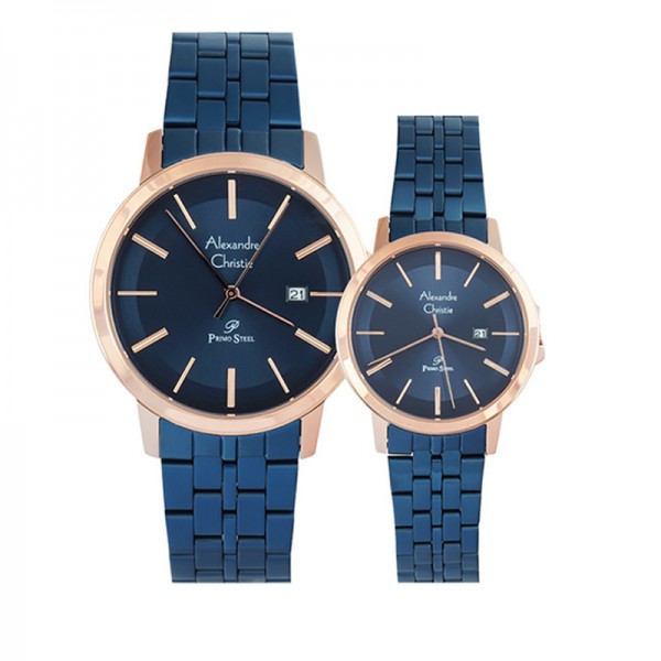 Alexandre Christie AC 1036 Rosegold Blue Couple Alexandre Christie AC 1036 Rosegold Blue Couple