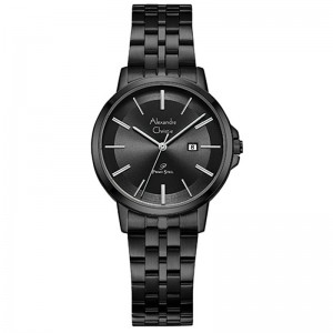 Alexandre Christie AC 1036 Full Black Silver Tick LDBIPBASL
