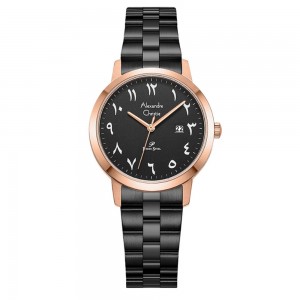 Alexandre Christie AC 1007 Rosegold Black Arabian Chain Lady LDBBRBASL