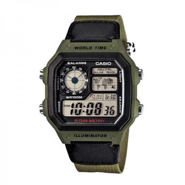 Casio AE-1200WHB-3BVDF Green Canvas