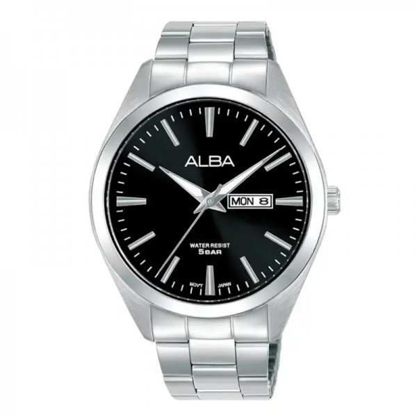 Alba AJ6207 AJ6207X1 Silver Black Man Date Day