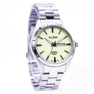 Alba AJ6211 AJ6211X1 Silver Green Man Date Day