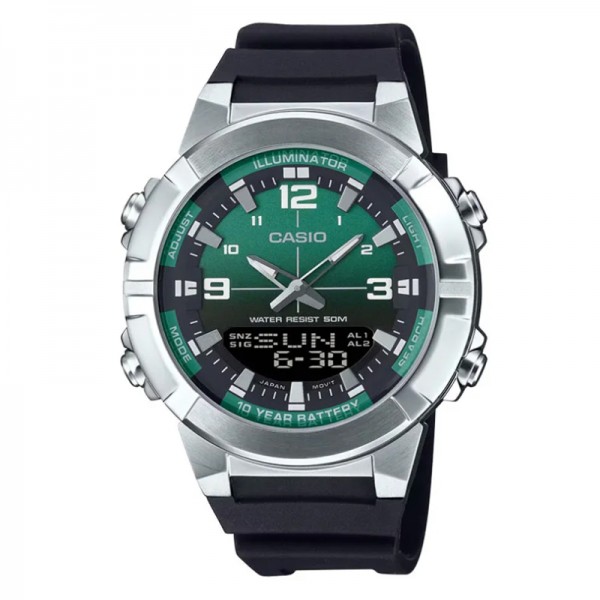 Casio AMW-870A-3AVDF Silver Green Black Rubber Casio AMW-870A-3AVDF Silver Green Black Rubber