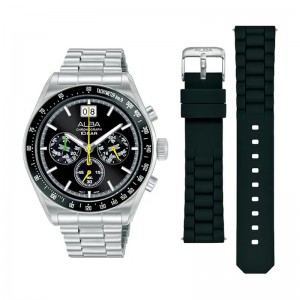 Alba AU5025X2 Silver Black Free Rubber Strap