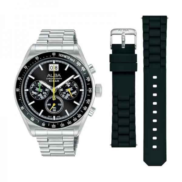 Alba AU5025X2 Silver Black Free Rubber Strap
