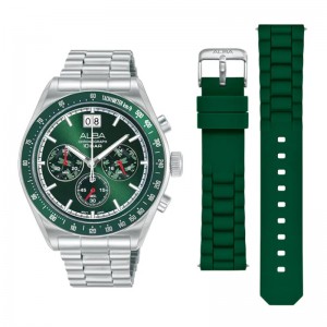 Alba AU5027X2 Silver Green Free Rubber Strap