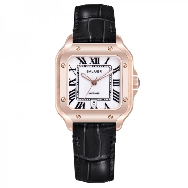 Balmer B-8206L-RG-1 Rosegold White Black Leather Lady Balmer B-8206L-RG-1 Rosegold White Black Leather Lady