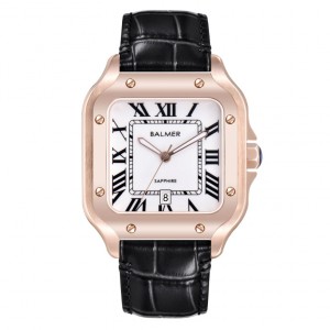 Balmer B-8206M-RG-1 Rosegold White Black Leather Man