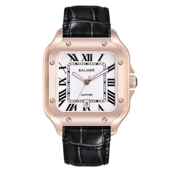 Balmer B-8206M-RG-1 Rosegold White Black Leather Man Balmer B-8206M-RG-1 Rosegold White Black Leather Man