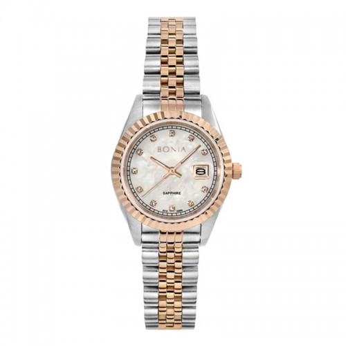 Bonia B10550-4657 Silver Rosegold Steel