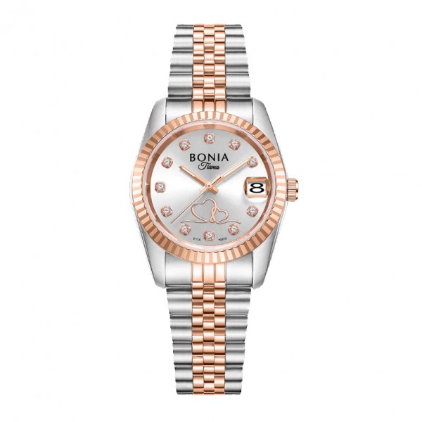 Bonia BNB10873-2617 Silver Rosegold Valentine Edition