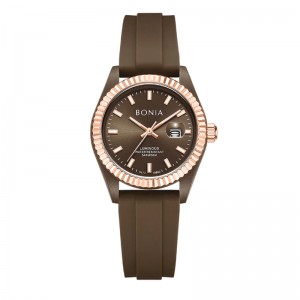 Bonia B10880-2942 Rosegold Brown Rubber
