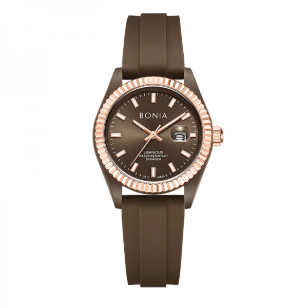 Bonia B10880-2942 Rosegold Brown Rubber Bonia B10880-2942 Rosegold Brown Rubber