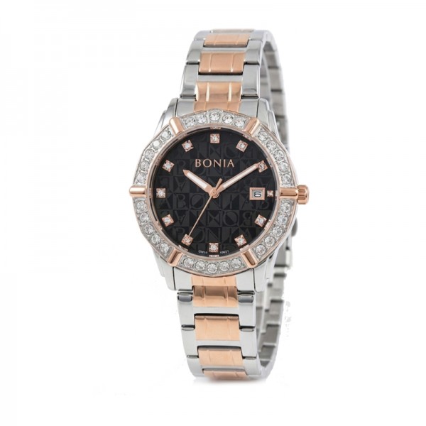 Bonia BNB10651-2633S Silver Rosegold Black New