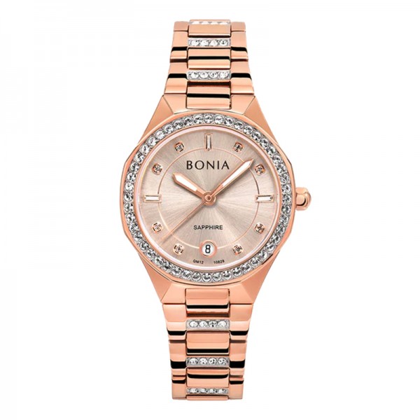 Bonia BNB10828-2577S Full Rosegold Diamond Sapphire