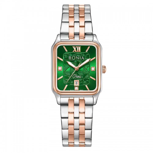 Bonia BNB10952-2693 Silver Rosegold Green