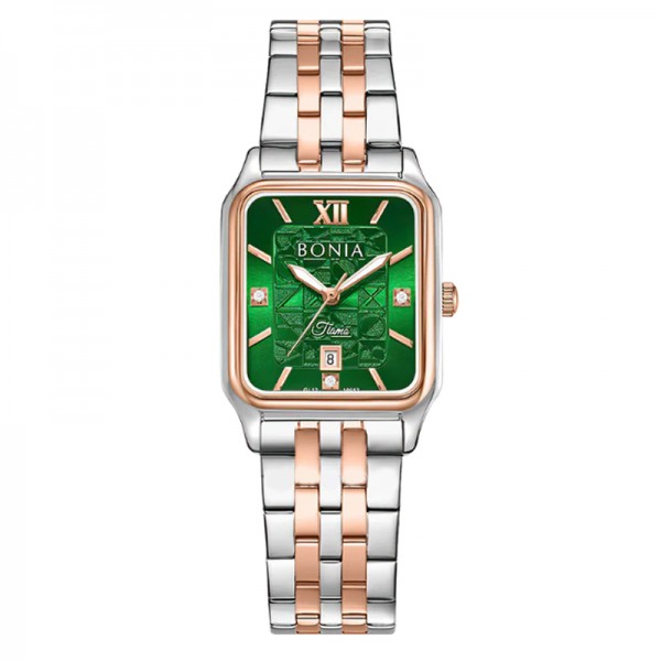 Bonia BNB10952-2693 Silver Rosegold Green