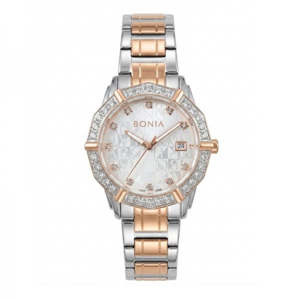 Bonia BNR10988-2617S Silver Rosegold White Steel