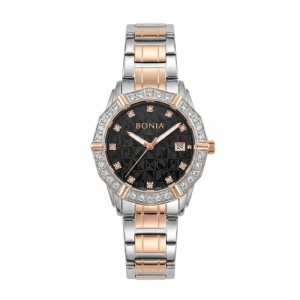 Bonia BNR10988-2637S Silver Rosegold Black Steel