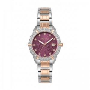 Bonia BNR10988-2667S Silver Rosegold Maroon Steel