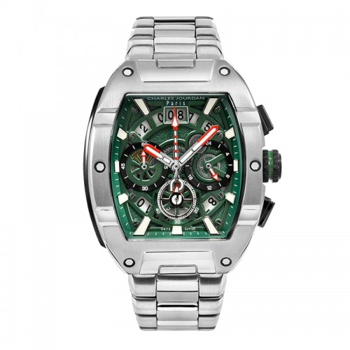 Charles Jourdan CJ1120-3392C Silver Green Chronograph
