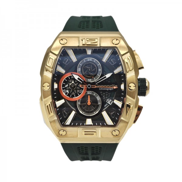 Crocodile CM-050D34D Gold Steel Green Rubber Strap