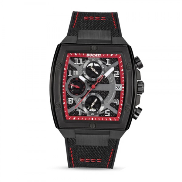 Ducati DTWGO0001503 Black Red Canvas Rubber Strap