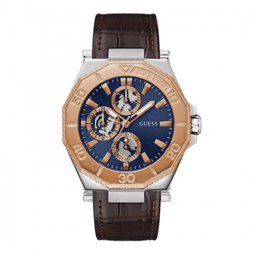 Guess GW0704G2 Silver Rosegold Brown Leather Prime