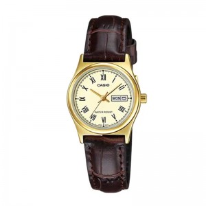 Casio LTP-V006GL-9BUDF Gold Brown Leather