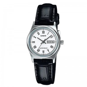 Casio LTP-V006L-7BUDF Silver White Leather Lady