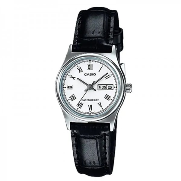 Casio LTP-V006L-7BUDF Silver White Leather Lady