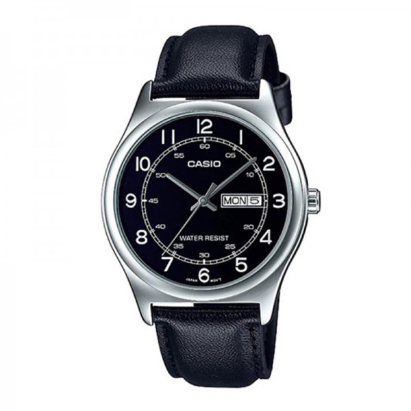 Casio MTP-V006L-1B2UDF Silver Black Leather