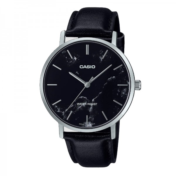 Casio MTP-VT01LM-1AUDF Silver Black Leather