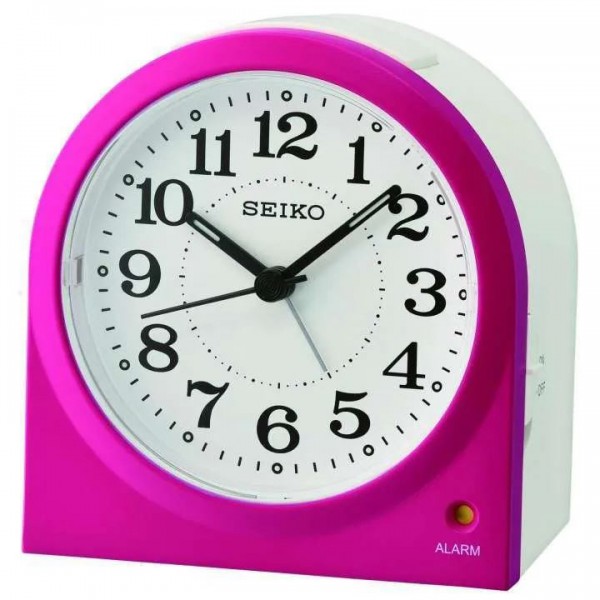 Jam Meja Weker Seiko QHE179P Pink Beep Lumibrite Quiet Sweep