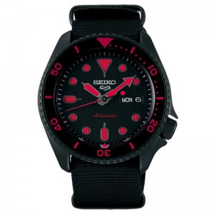 Seiko SRPD83K1 Seiko 5 Automatic Black Red Nylon Strap